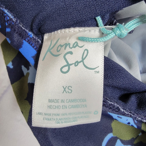 Kona Sol Double Strap Tankini Top Blue Floral Women's Size XS - Picture 5 of 6